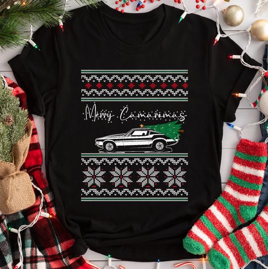 Discover Merry Camaromas Muscle Car Christmas T-Shirt for Car Enthusiasts