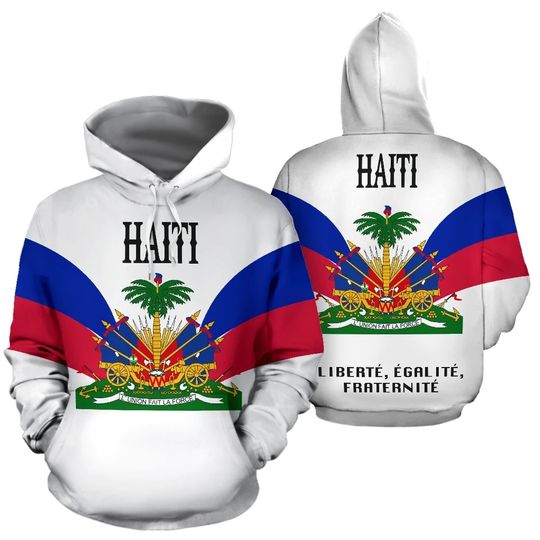 Hoodies Haiti Flag Emblem 3D Print Sweatshirts Boys Girls Hooded Pullovers Fashion Children Oversize Kids Long Sleeve Tracksuits