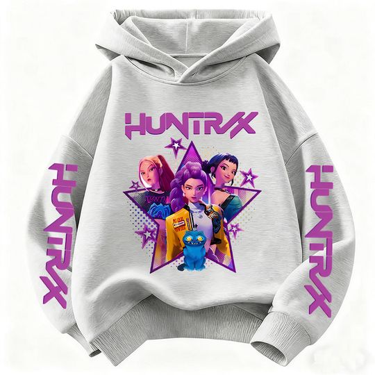 Unisex KPop Demon Hunters Huntrix Hoodie Kids Clothes Girls Clothing Fashion Boys Clothes Spring Autumn Sweatshirt Child Tops