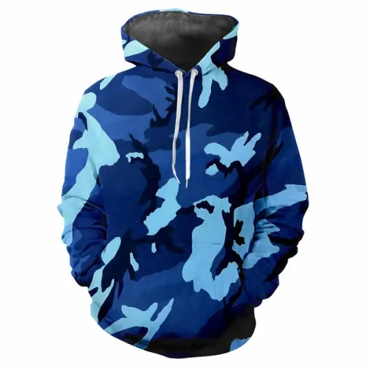 Discover Camouflage Patterns Digital 3D Printing Trendy Men's Hoodie Printed Casual Long Sleeved Hooded Fashion Thick Fabric Tops