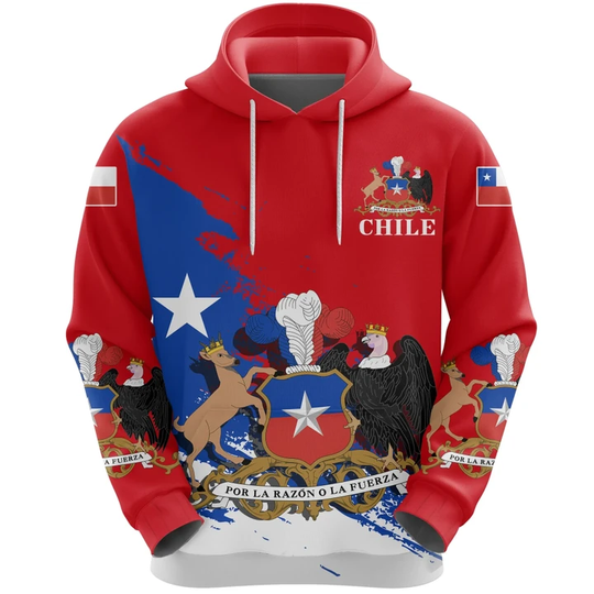 Discover Chile National Emblem Map 3D Printed Hoodies For Men Chilean Flag Flower Sweatshirts CONDOR Pullovers Women Hoody Kids Tracksuit