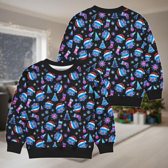 Discover Christmas Derp Tiger KID Ugly Sweater, Blue Demon Tiger Kpop Cosplay KID Sweater, Demon Hunter Outfit, Demon Tiger Shirt, Xmas Gift