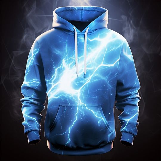 Discover Funny Lightning Pattern 3d Print Hoodies For Man Casual Oversized Pullover Hoodies Y2k Streetwear Fashion Hip Hop Women Clothing