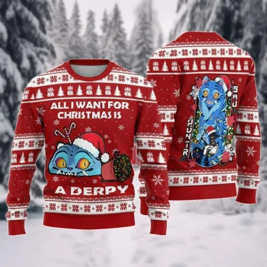 Blue Tiger Christmas Ugly Sweater, Derpy Tiger Xmas Sweater, Blue Tiger Santa