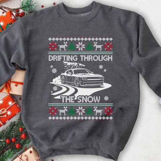 Discover Drifting Through the Snow Ugly Christmas Crewneck Sweatshirt