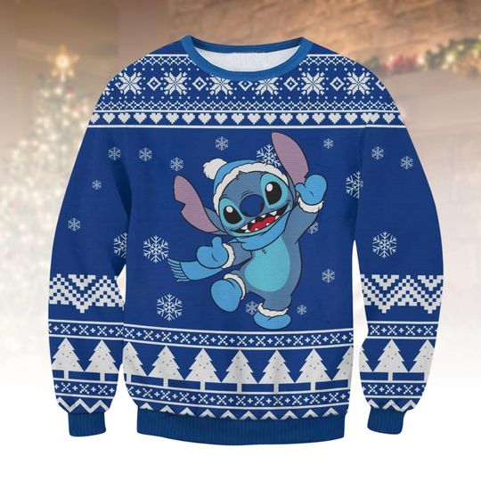 Discover Stitch Ugly Christmas Sweater, Disney Xmas Sweater, Cartoon Ugly Sweater, Christmas Gift, Fun for Family