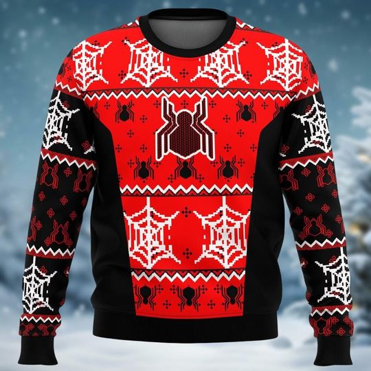 Spiderman Ugly Christmas Sweater, Spidey Xmas Sweater, Spiderman Sweater, Marvel Sweater, Superhero Holiday Sweater For Women Men Kid