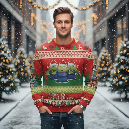 Discover Toy Story Ugly Christmas Sweater, Alien Santa Hat Sweatshirt, Disney Movie Xmas Sweater For Kids, Holiday Gift