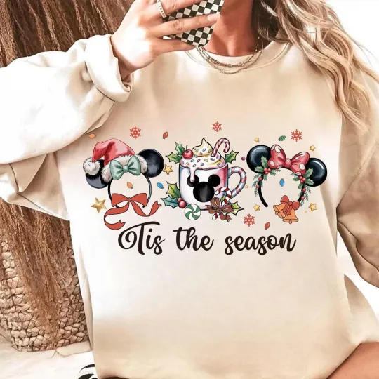 Discover Christmas Minnie Mouse Headband Festive Family Vacation Xmas Gift Sweatshirt