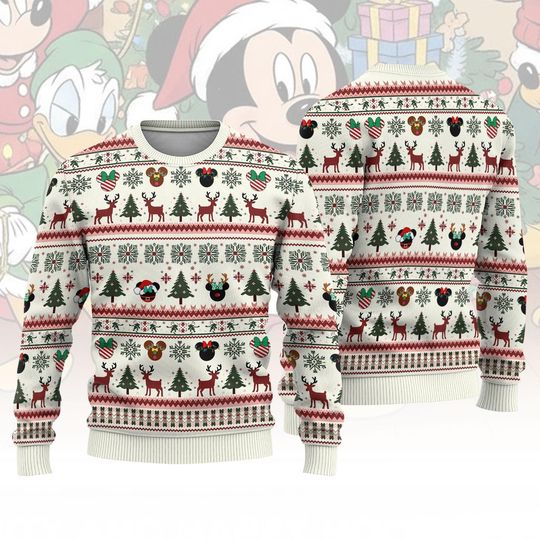 Discover Mickey Minnie Head Ugly Christmas Sweater, Funny Mouse Holiday Sweater, Disneyland Xmas Sweater For Men Women Kids, Xmas Gifts Idea