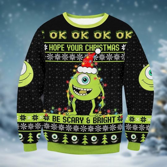 Discover Monsters Inc Ugly Christmas Sweater, Mike Wazowski Sweater, Disney Trip Shirt, Scary Xmas Sweater, Christmas Party Shirt For Men Women