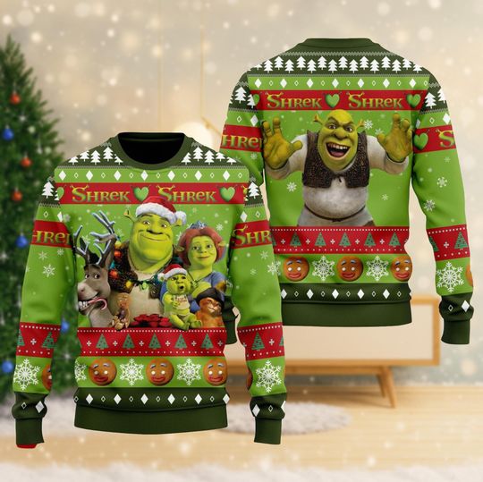 Discover Shrek Christmas Ugly Sweater, Fiona And Shrek Xmas Sweater, Disney Holiday Sweater, Holiday Sweater, Funny Meme Shirt For Women Men Kid