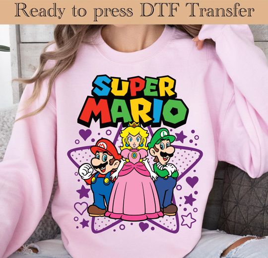 Super Mario Family DTF, Super Mario Character Ready To Press, Super Mario Birthday Transfers , Mario & Friends Party Dtf Transfers