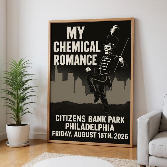 My Chemical Romance Philadelphia Poster Hand-Drawn 2025 Tour Vertical Print