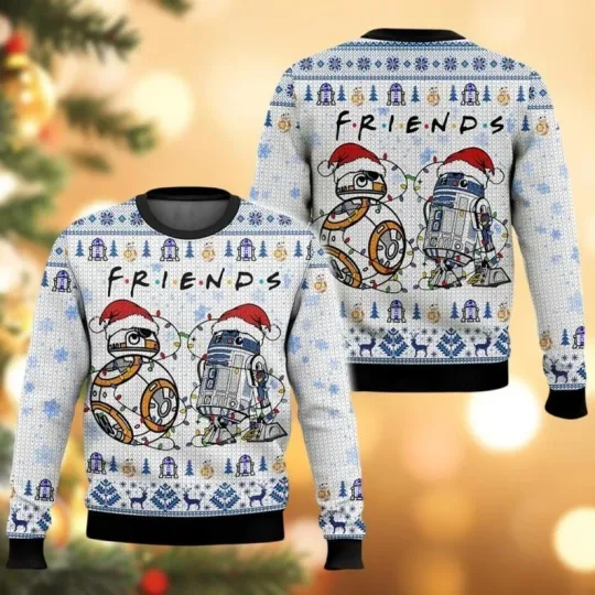 Discover Star Wars R2D2 And BB8 Ugly Christmas Sweater, Disney Movie Xmas Sweater, Robot