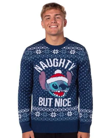 Discover Disney Lilo & Stitch Men's Naughty But Nice Ugly Christmas Sweater Pullover