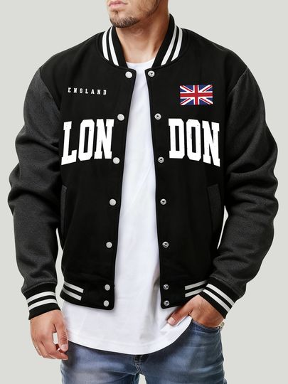 Discover London England Printing Jackets Mens Autumn Comfortable Baseball Jersey Basics Pocket Fleece Warm Coats Loose Casual Clothes