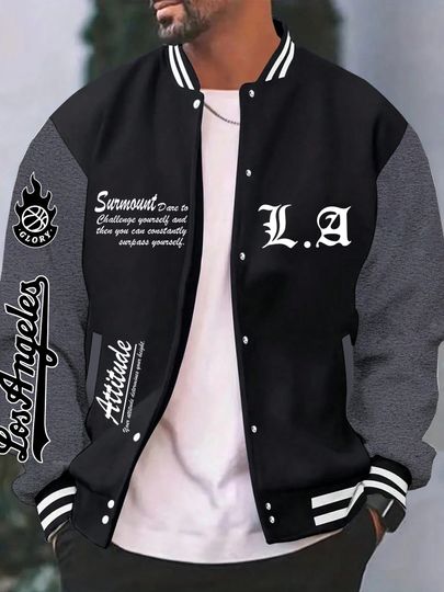 Discover Your Attitude Deternires Your Reight Prints Baseball Jacket Men Casual Loose Top Autumn Fleece Clothing American Hip Hop Coat