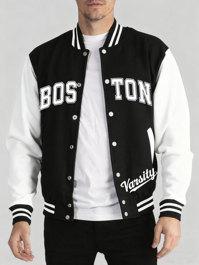 Boston Vasity Printing Man 2 Color New Tops Basics Comfy Baseball Uniform Oversized High Street Menswear Autumn&nbsp;Winter Jacket
