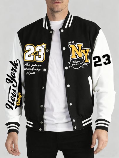 Discover New York Art Letter 23 Print Man Veste Sport Loose Clothing Autumn&nbsp;Winter Baseball Jersey Warm Trendy Jacket Fashion Street Top