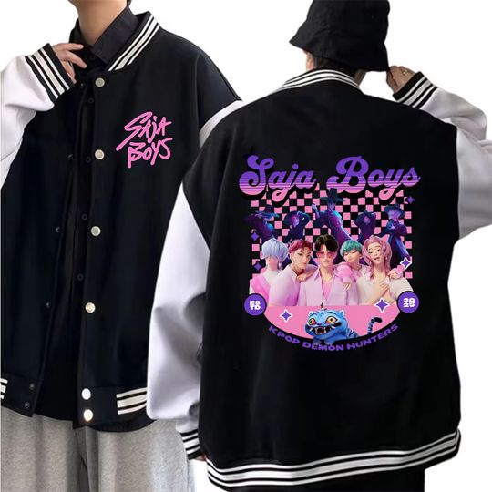 Discover New Anime Kpop Demon Hunters Saja Boys Baseball Jacket Sweatshirt Winter Popular Soft Hip Hop Jersey for Women Men