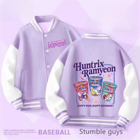 2025 Spring Autumn New Boys Girls Jacket Anime KPop Demon Hunters Baseball Uniform for 4-14 Years Children Sports Outerwear