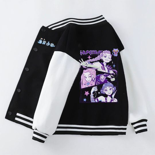 Discover New KPop Demon Hunters Baseball Uniform Fashion Casual Girl Boy Outerwear Children's Clothing Movie Fans Gift Child Girls Jacket