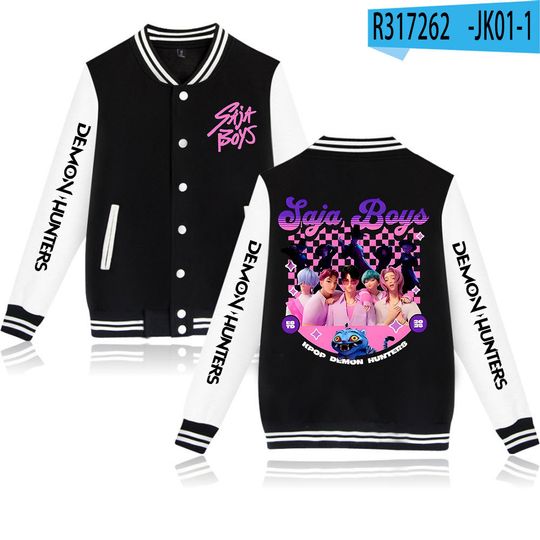 Discover New KPop Demon Hunters Saja Boys Printed Baseball Uniform Jacket Kids Autumn Coat Sportwear Boys Girls Fashion Anime Clothes