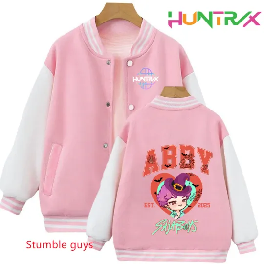 Discover Kids Autumn Winter Kpop Demon Hunters Boys Girls Baseball Uniform Jacket Coat Sweatshirts Cartoon Halloween Clothes