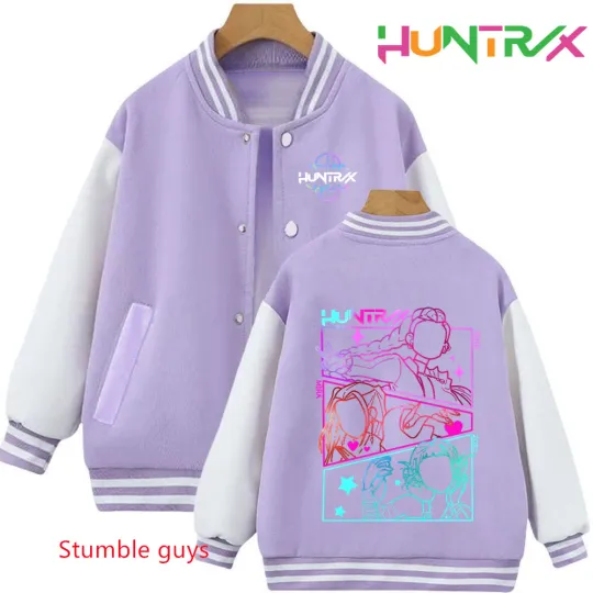 Discover Autumn Winter Kids Anime Kpop Demon Hunters Baseball Uniform Jacket Coat Boys Girls Sweatshirts Cartoon Clothes