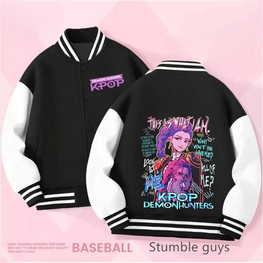 Discover Kpop Demon Hunter Baseball Uniform Kids Cute Rumi Mira Zoey Jacket Children Spring Autumn Long Sleeves Coat Girls Clothes Gift