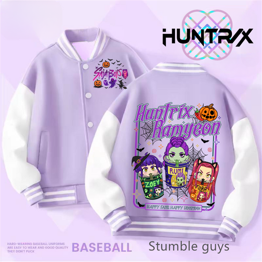 Discover Kpop Demon Hunter Purple Baseball Uniform Kids Rumi Mira Zoey Jacket Children Spring Autumn Long Sleeves Coat Girls Clothes Gift
