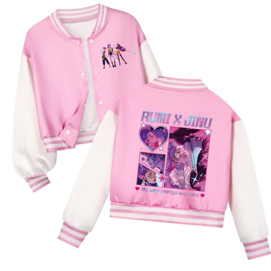 Kpop Demon Hunter Baseball Uniform Kids Cute Rumi Mira Zoey Jacket Children Spring Autumn Long Sleeves Coat Girls Clothes Gift