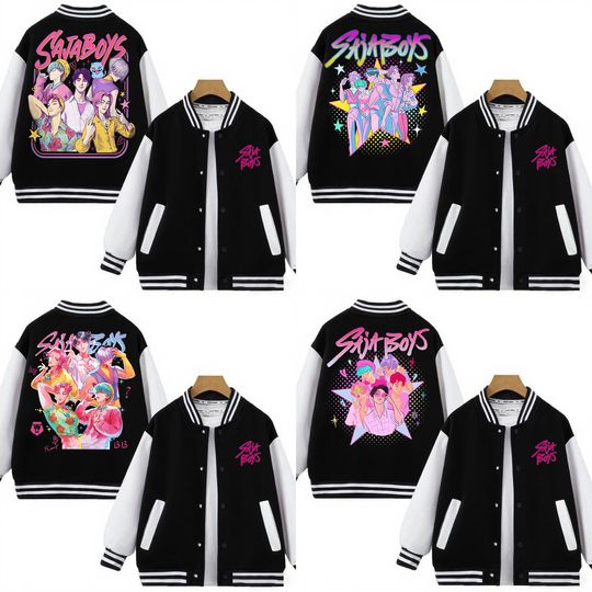 2025 Boys Girls KPop Demon Hunters Baseball Jacket Casual Outerwear Children's Clothing Gift for Movie Fans Tops