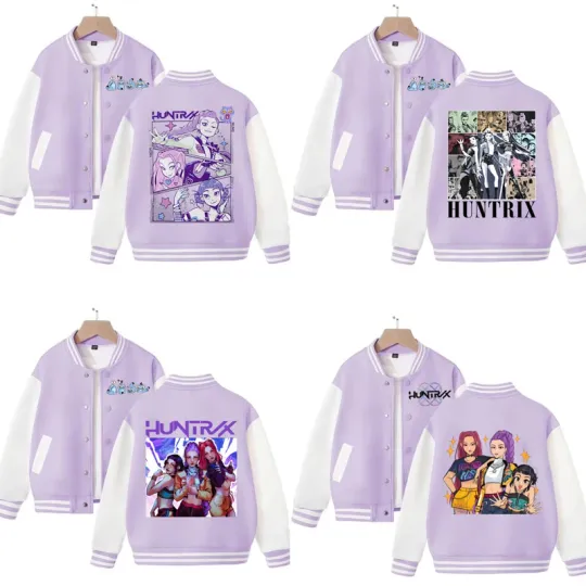 2025 KPop Demon Hunters Baseball Uniform Girls Boy Fashion Casual Jacket Outerwear Children's Clothing Movie Fans Gift Girl Tops