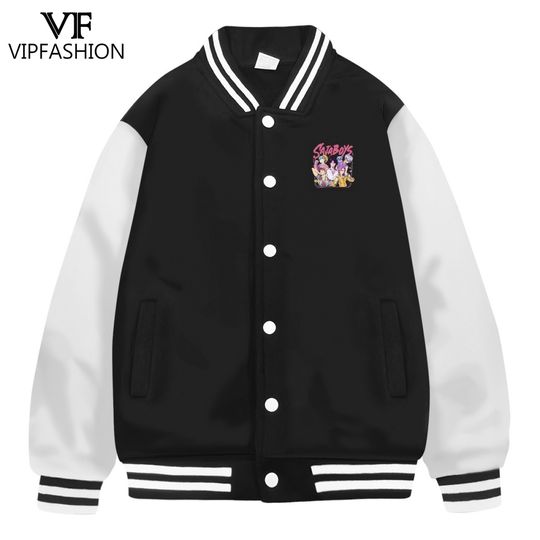 Discover VIP FASHION Men Boy Saja Boys Print Baseball Jacket Kpop Demon Hunters Cosplay Costume Autumn Winter Casual Button-Down Hoodies