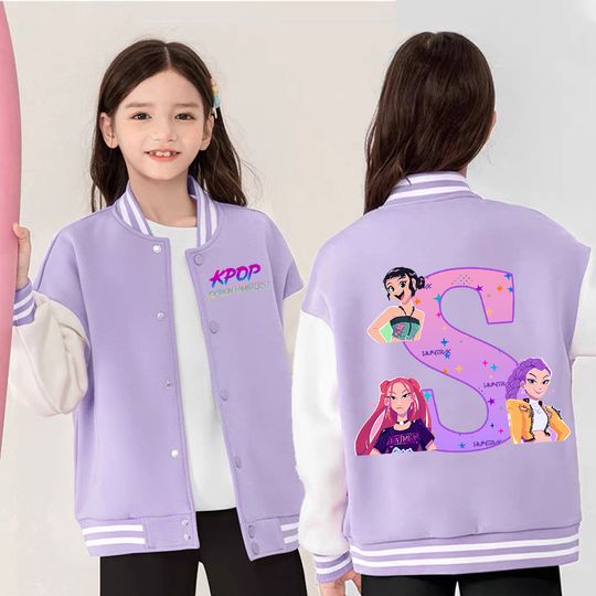 Discover K-pop Demon Hunters Jackets for Children Anime Fashion Coat Girls Autumn Winter Baseball Uniform Cute Jacket Kids Clothes Gifts