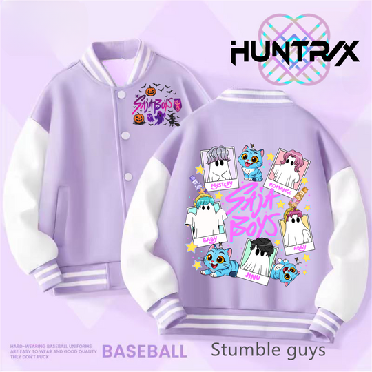 Discover Kpop Demon Hunter Purple Baseball Uniform Kids Rumi Mira Zoey Jacket Children Spring Autumn Long Sleeves Coat Girls Clothes Gift