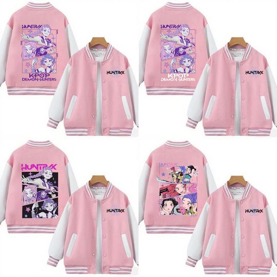 Discover Gift for KPop Demon Hunters Movie Fans 2025 Baseball Uniform Casual Jacket Boys Girls Children's Clothing Outerwear Tops
