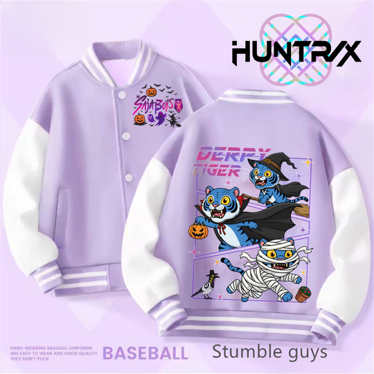 Discover Kpop Demon Hunter Purple Baseball Uniform Kids Rumi Mira Zoey Jacket Children Spring Autumn Long Sleeves Coat Girls Clothes Gift