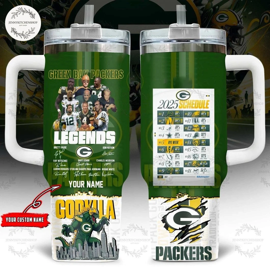 Personalized Gre*en Bay Packers x Gozilla Legends Tumbler