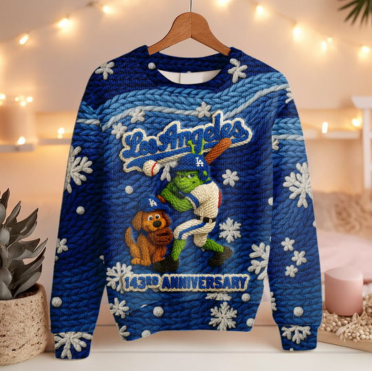 Los Angeles Dodgers 2025 143rd Anniversary Ugly Christmas Sweater Unisex Holiday Gift