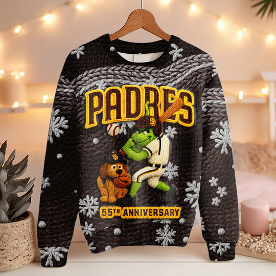 Discover San Diego Padres 2025 55th Anniversary Christmas Sweater, Ugly Sweatshirt, Christmas Gift