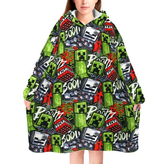 NEXT Multi Minecraft Blanket Hoodie, Gift For Halloween, Christmas, Birthday