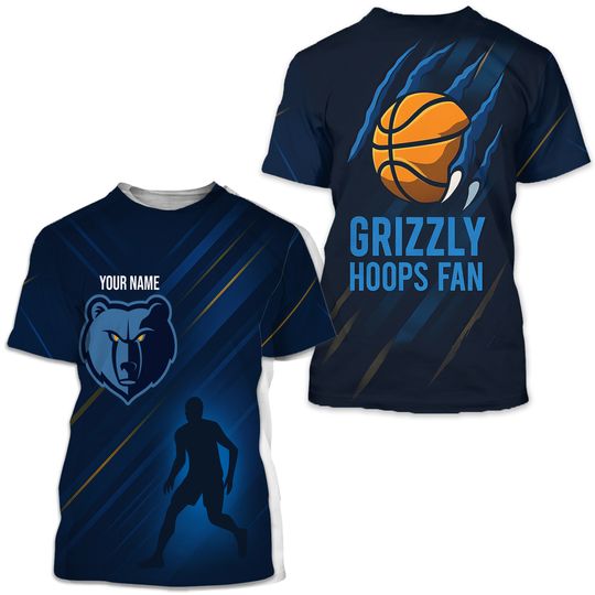 Custom Memphis Grizzlies Basketball Fan 3D T Shirt Front Back Graphic Tee Sports Gift