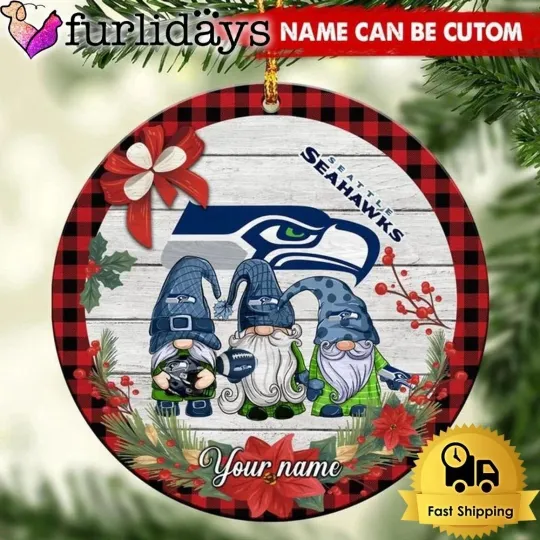 Personalized Seattle Football Seahawks Team Christmas Ceramic Ornament Gift