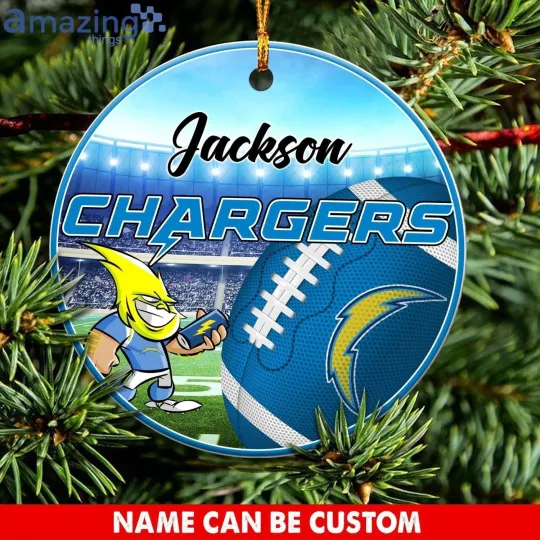 Discover Personalized Los Angeles Football Chargers Team Christmas Ceramic Ornament Gift