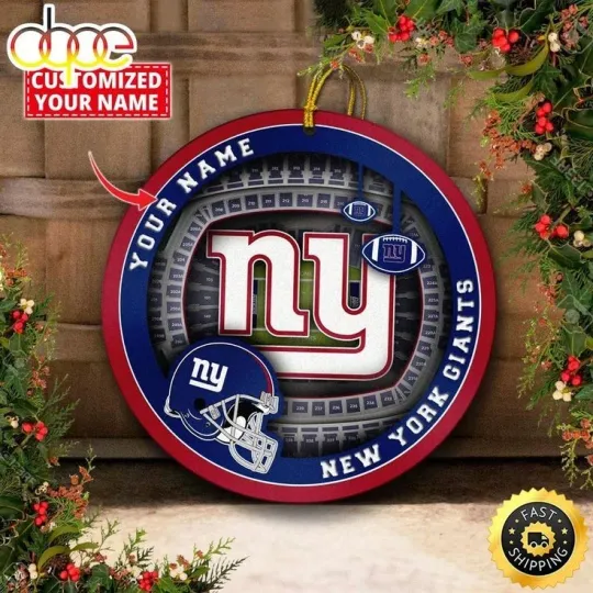Discover Personalized New York Football Giants Team Christmas Ceramic Ornament Gift