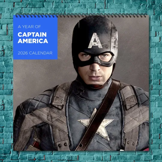 Captain America 2026 Wall Calendar, 12-Month Celebrity Photo Calendar