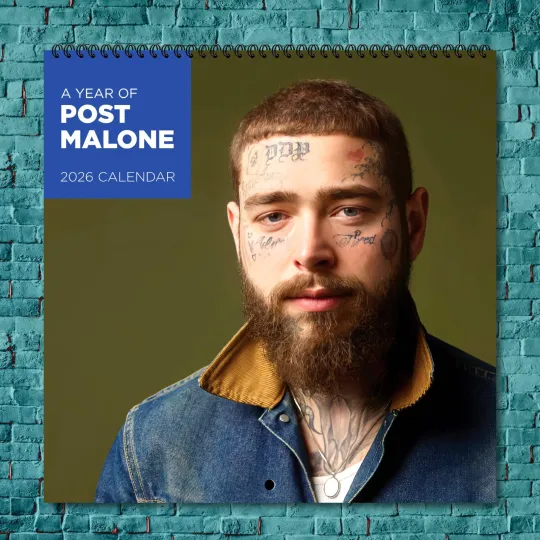 Post Malone 2026 Wall Calendar, 12-Month Celebrity Photo Calendar